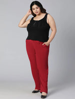 Tossed Solid Maroon Color Plus Size Women Pants