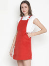 Spicey Red Buckled Corduroy Women Dress