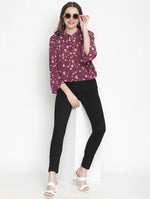 Pinch Of Purple Floral Print Women Top