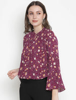 Pinch Of Purple Floral Print Women Top