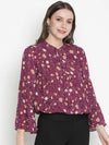 Pinch Of Purple Floral Print Women Top