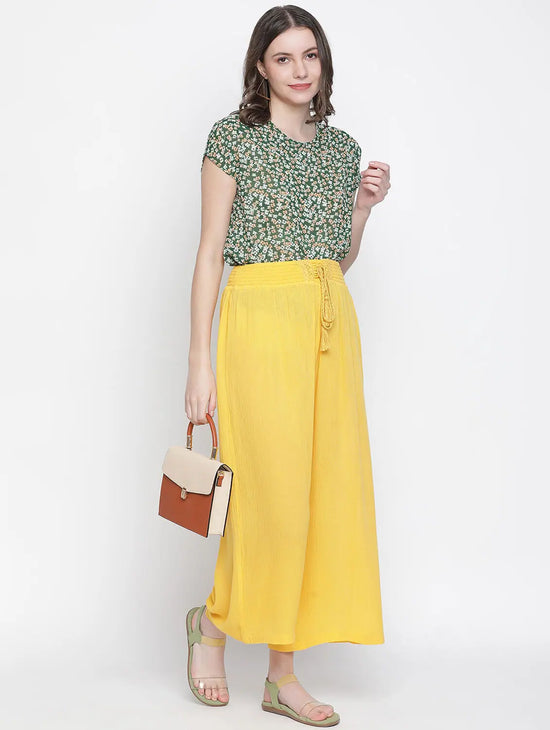 Blowedup Yellow Elasticated Women Palazzo Pants