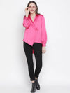 Rised Solid Pink Women Wrapped Top