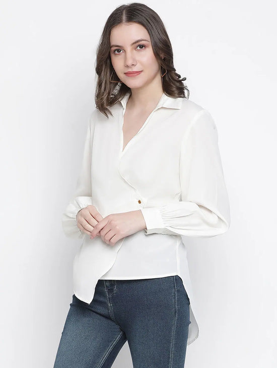 Flora White Women Wrapped Top