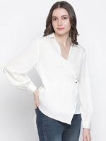 Flora White Women Wrapped Top