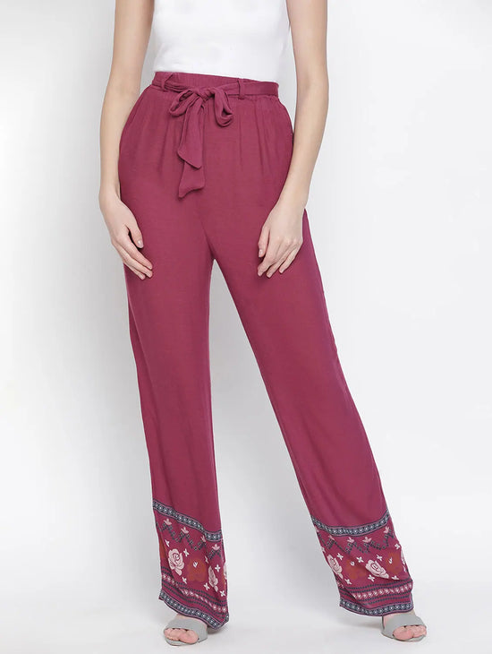 Sizzer Maroon Floral Print Women Pant