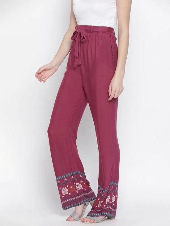 Sizzer Maroon Floral Print Women Pant