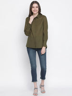 Twiglight Solid Khaki Women Shirt