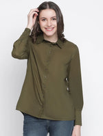 Twiglight Solid Khaki Women Shirt