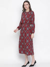 Spectular Maroon Elasticated Women Long Dress