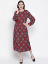 Spectular Maroon Elasticated Women Long Dress