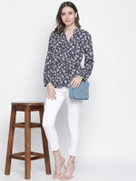 Bingo Of Florals Blue Color Women Top