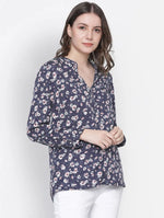 Bingo Of Florals Blue Color Women Top