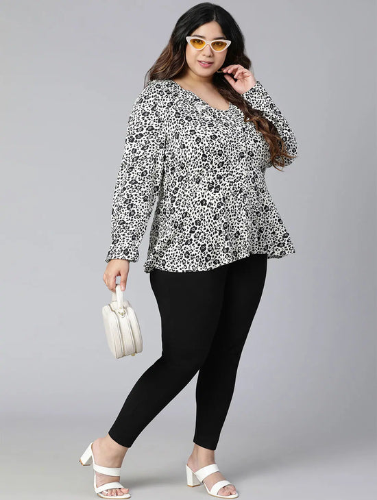 Rich Animal Print Plus Size Women Top