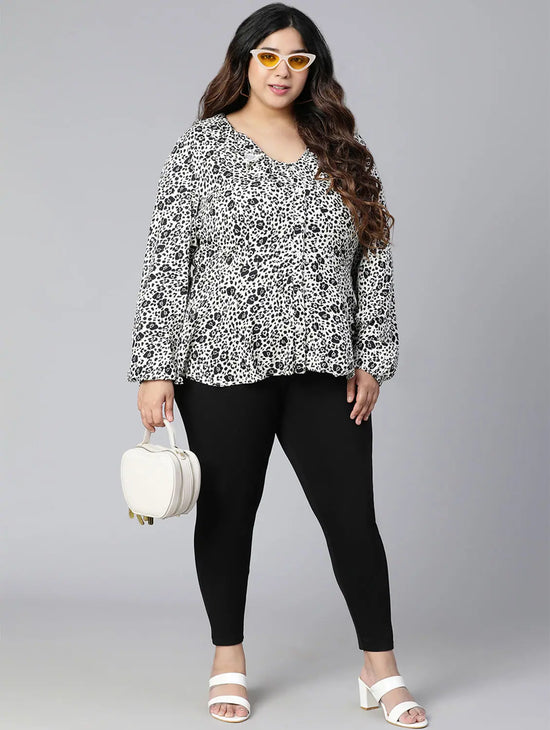 Rich Animal Print Plus Size Women Top