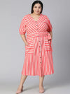 Umbrage Red Stripes Print Button-Down Plus Size Women Dress