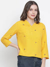 Jolly Yellow Floral Print Women Top