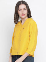 Jolly Yellow Floral Print Women Top