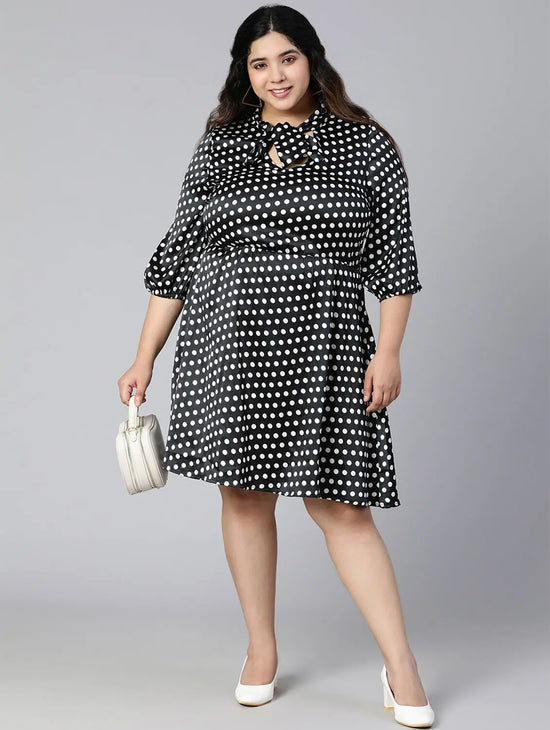 Polka Dot Elasticated Plus Size Women Dress