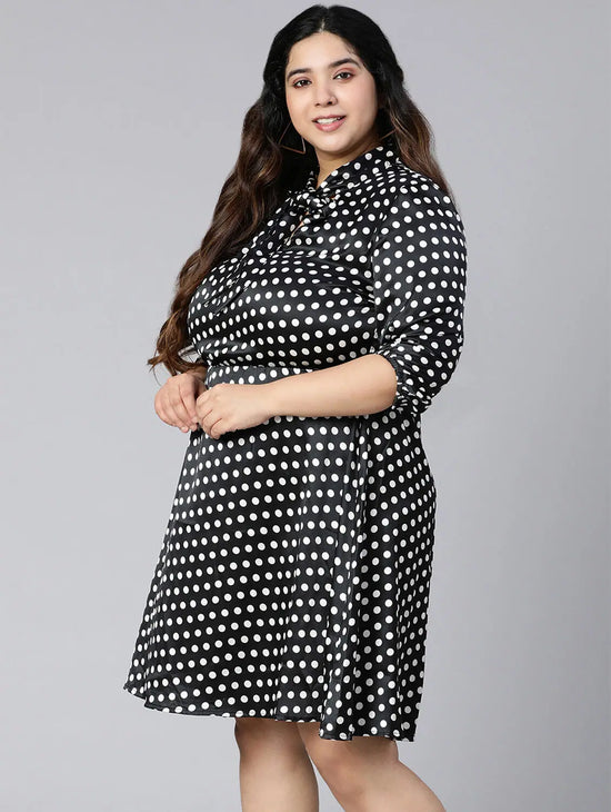 Polka Dot Elasticated Plus Size Women Dress