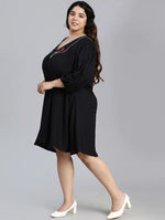 Bright Black Button-Down Plus Size Women Dress