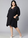 Bright Black Button-Down Plus Size Women Dress