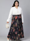 Fairy Blue Floral Print Elasticated Plus Size Women Skirt