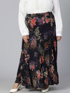 Fairy Blue Floral Print Elasticated Plus Size Women Skirt