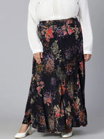 Fairy Blue Floral Print Elasticated Plus Size Women Skirt