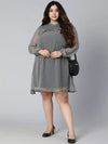 Buzzing Black Check Print Plus Size Women Ruffle Dress