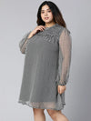 Buzzing Black Check Print Plus Size Women Ruffle Dress