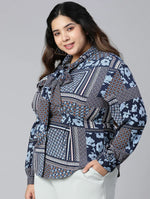 Blue Sapphire Floral Print Plus Size Women Top