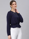 Spell Bond Blue With Lace Women Top