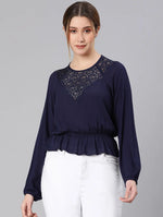 Spell Bond Blue With Lace Women Top