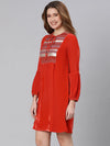 Taira Red Falred Women Dress