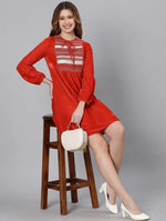 Taira Red Falred Women Dress