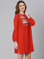 Taira Red Falred Women Dress