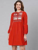 Taira Red Falred Women Dress