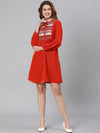 Taira Red Falred Women Dress