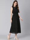 Romantic Black Lurex Print Elasticated Women Dress