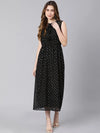 Romantic Black Lurex Print Elasticated Women Dress