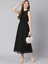 Romantic Black Lurex Print Elasticated Women Dress