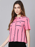 Line And Rise Stripes Print Women Shirt