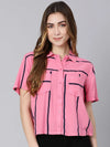 Line And Rise Stripes Print Women Shirt