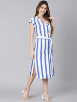 Regalia Vertical Stripes Print Tie-Knot Women Dress