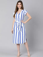 Regalia Vertical Stripes Print Tie-Knot Women Dress