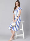 Regalia Vertical Stripes Print Tie-Knot Women Dress