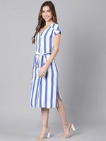 Regalia Vertical Stripes Print Tie-Knot Women Dress