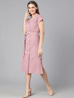 Ramp Red Stripes Print Tie-Knot Women Dress