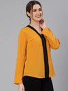 Dusky Yellow Zip Lined Women Top